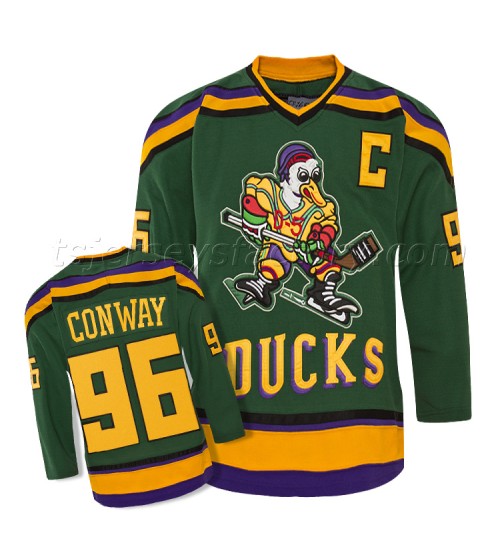 Anaheim Mighty Ducks 96 Charlie Conway Hockey Jersey Movie Green